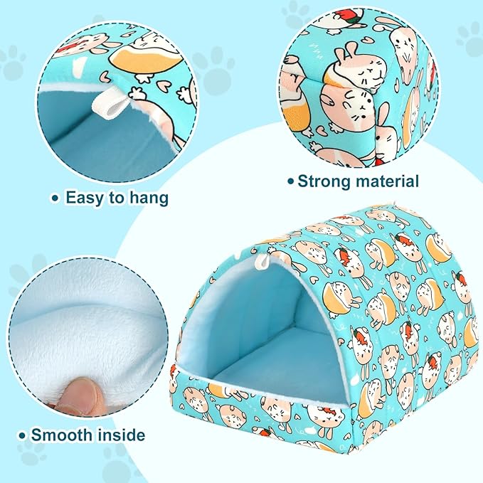 UPINS 2 Pack Guinea Pig Bed, Guinea Pig Hideout Washable Small Animal House Cage Accessories for Dwarf Rabbits Chinchillas Hamsters Hedgehogs Ferrets Bearded Dragons and Rats