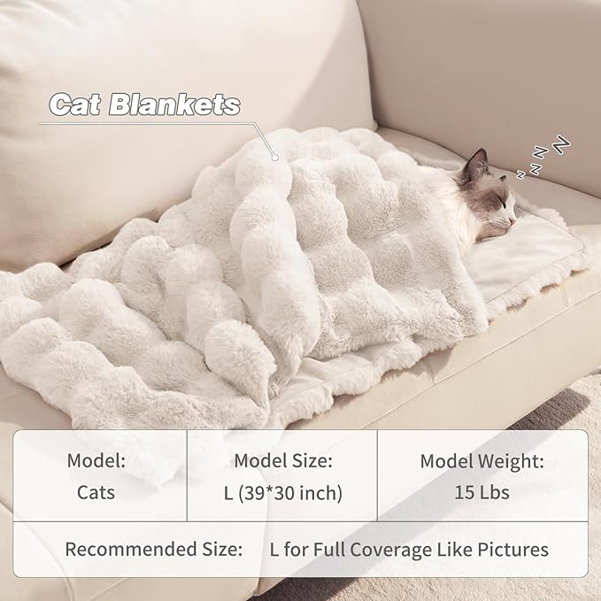 Dog Blanket Ultra Soft Fuzzy Faux Fur Cat Blankets for Indoor Cats Faux Fur Machine Washable Reversible Pet Throw Protector for Couch Furniture 39"X 30" White