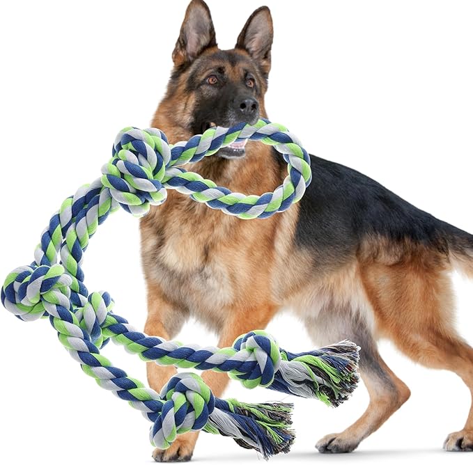 Rope Toy for Dogs,Large Dog Rope Toys for Aggressive Chewers, Heavy Duty Dog Toys for Large Medium Breed, Indestructible Tough Chew Toys Tug of War Dog Toy Cotton Rope for Teeth Cleaning