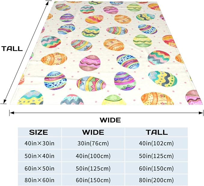 Easter Eggs Blanket, Super Soft Anti-Pilling Throw Blankets,Cute Easter Gift for Women, Happy Easter Eggs Decor Indoor, Lightweight Fleece Blanket for Sofa Couch Bed 60x80 Inches