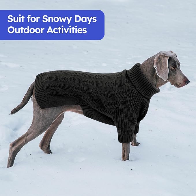 ASENKU Dog Sweater for Medium Dog Girls Boys, Fall Winter Turtleneck Long Sleeve Pet Christmas Sweater, Pullover Sweatshirt for Dachshund, Westie(Grey,Large)