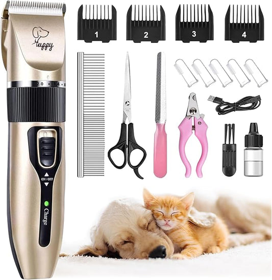 Dog Clippers for Grooming, Low Noise, Electric Quiet, Adjustable Clipper Comb for Dog Grooming Kit, Pet Hair Clippers Grooming kit for Dogs at Home