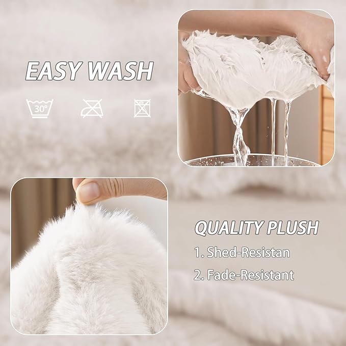 Cat Blanket for Indoor Cats Ultra Soft Plush Faux Fur Kitten Blankets Machine Washable Reversible Pet Throw Protector for Couch Furniture 21"X 18" White