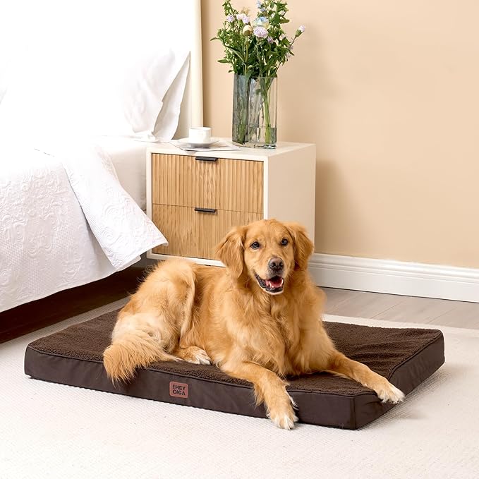 EHEYCIGA Orthopedic Medium Dog Beds for Small Dogs with Removable Washable Cover for Crate, Brown, 30x20