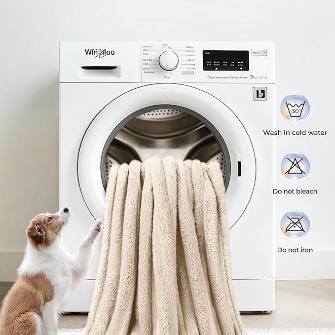 LINENLUX 1 Pack 3 Soft Fleece Dog Blanket for Pet Washable Warm Cat Puppy Fluffy Calming Flannel Beige/Pink/Grey Small