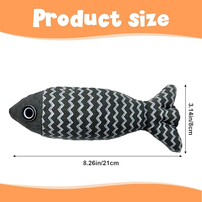 Wanheart Cat Toy Fish, 1 Piece Navy Catnip Toys, Soft Linen, Indoor Cat Interactive Exercise Kick Toys 7.8 Inch for All Breeds of Cats
