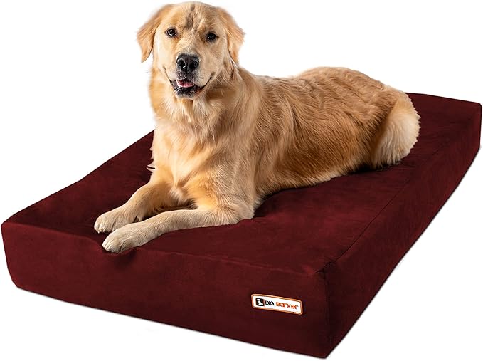 Barker Beds Large Orthopedic Dog Bed for Large Dogs - Premium 7" Thick Cushion with Washable Microsuede Cover - Durable XL Pet Bed - Made in USA (Burgundy)