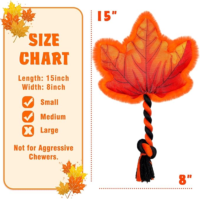 Thanksgiving Dog Toys, Maple Leaf Fall Dog Toys with Cotton Rope and Squeaker, Thanksgiving Dog Gifts for Small and Medium Dogs