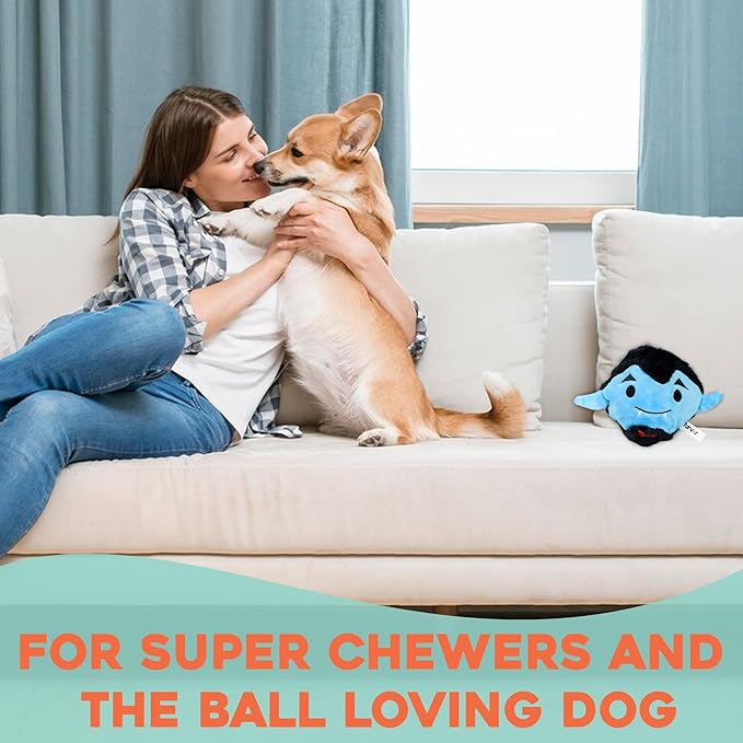 Flourish Pets 2 in 1 Halloween Multi-Layer Chew Toy for Active Dogs | Non-Toxic BPA Free Double Stitched Soft Fabric Exterior Dog Toys | Long-Lasting Dog Plush Toysโ Dracula 3.5"