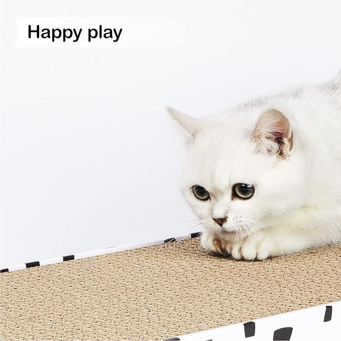 PAWSFANS Cat Scratcher Cardboard Scratch Pad with Box Durable Corrugate Scratching Board Kitty Sofa Lounge Bed Reversible Catnip Included for Indoor Cats,Large (Box, 5pcs)