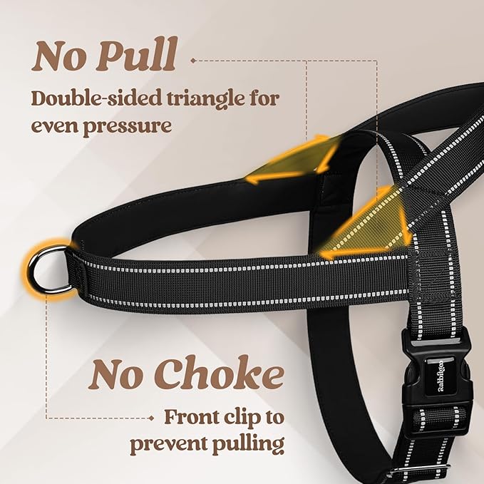 rabbitgoo Dog Harness No Pull, Quick Fit for Medium Sized Dog with Soft Padded Handle, Chest Adjustable Reflective Pet Vest, No Choke Escape Proof for Walking Training, Blue M