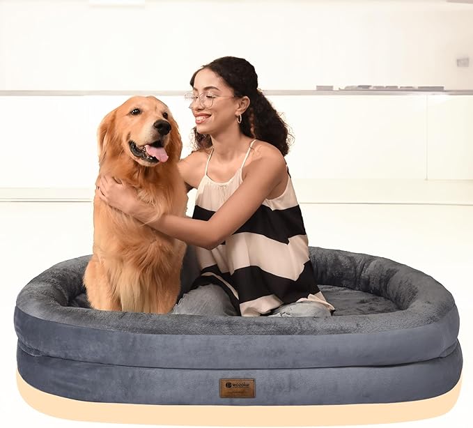 Orthopedic Washable Large Dog Bed: Waterproof Pet Bed with Bolsters - Removable Washable Cover for L XL XXL Large Sized Dog Bed - Non-Slip Bottom