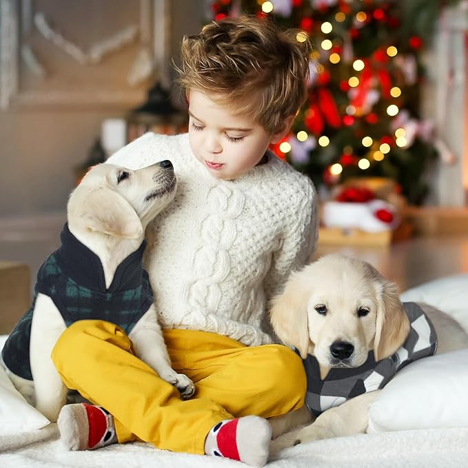 Reginary 10 Pack Medium Dog Sweaters Fleece Pet Dog Clothes with Leash Ring Soft Warm Winter Puppy Plaid Shirt(Stylish)