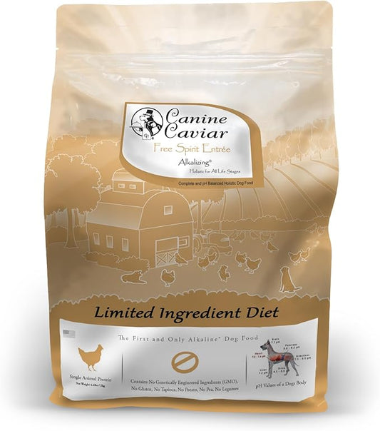Canine Caviar - Free Spirit: Chicken & Pearl Millet Alkaline Dry Dog Food, Limited Ingredients, Gluten-Free, Based on Science & Research, Veterinary Alternative Diet (4.4 Pound Bag)