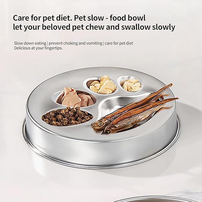 PAKEWAY 304 Stainless Steel Slow Feeder Dog Bowls - Dog Food Bowl, Easy to Clean, Large Capacity, Non-Slip Base Suitable for All Breeds of Dogs.