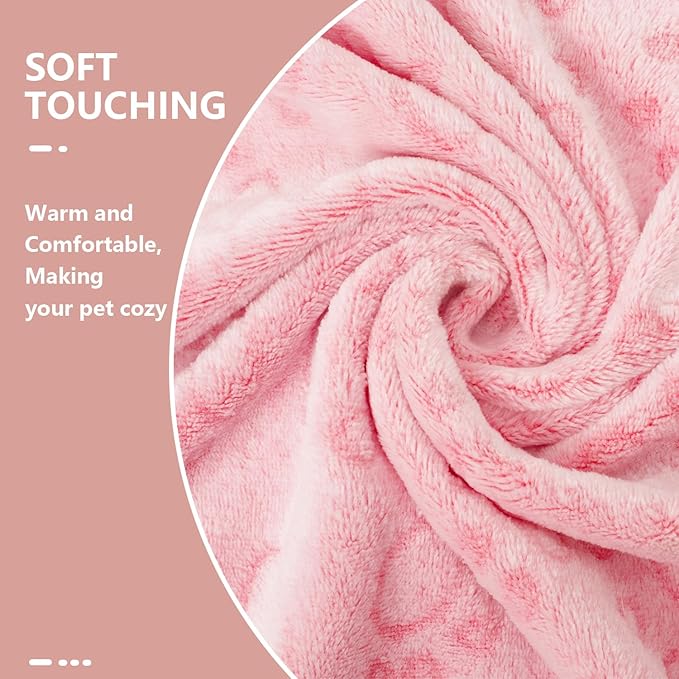 LeapSheep Pet Blankets for Dogs Cats - 3Pack Heart Pattern Super Soft Fluffy Dog Blankets for Small Medium Large Doggy Kitten (Light, Large)