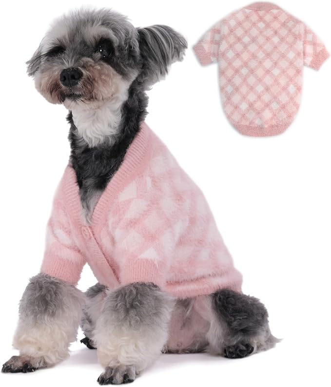Dog Sweater, 2-3 Pack Warm Soft Pet Clothes for Puppy, Medium Large Cat, Girl or Boy, Shirt for Winter Christmas (Pink, X-Small)