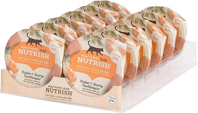 Rachael Ray Nutrish Natural Wet Cat Food, Chicken & Shrimp Pawttenesca Recipe, 2.8 Ounce Cup (Pack of 12), Grain Free