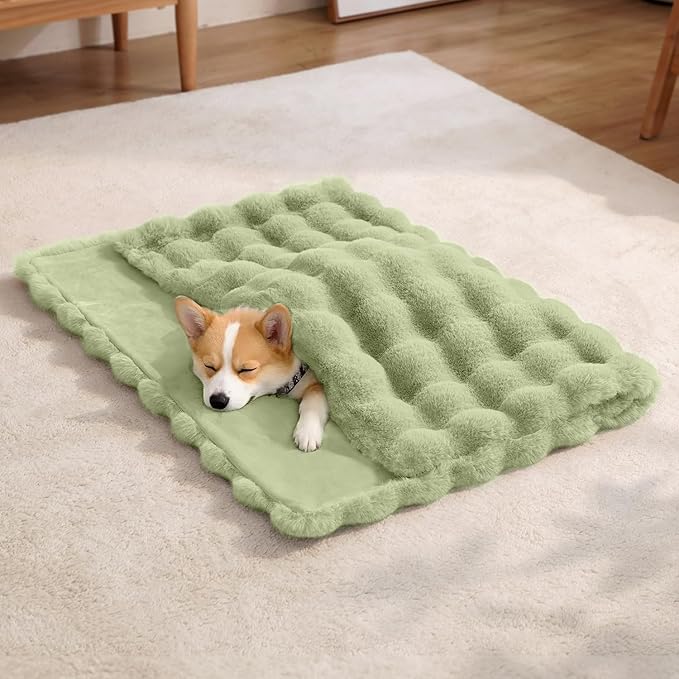 Dog Blanket Ultra Soft Fuzzy Faux Fur Cat Blankets for Indoor Cats Ultra Soft Plush Faux Fur Machine Washable Reversible Pet Throw Protector for Couch Furniture 39"X 30" Green
