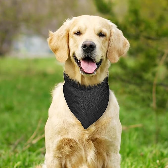 Solid Color Bandana for Medium Dogs with Adjustable Button Pet's Scarf,Black,Medium