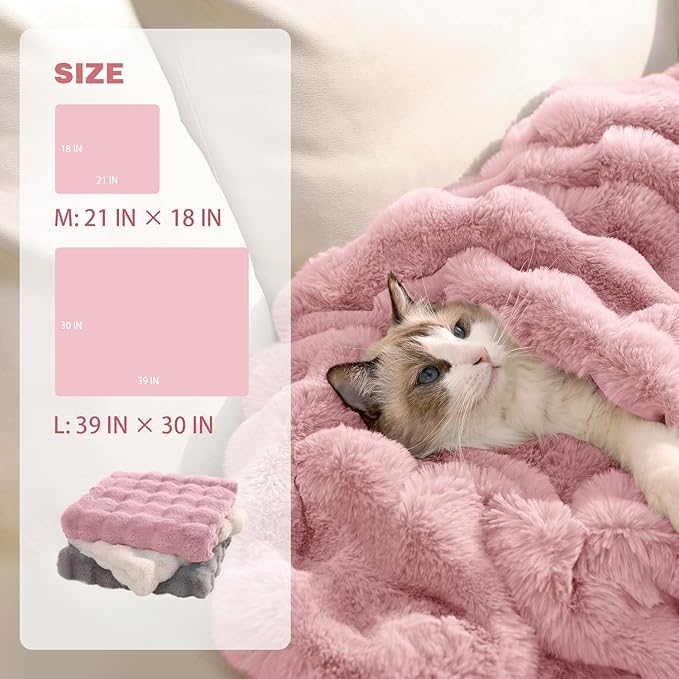 Dog Blanket Ultra Soft Fuzzy Faux Fur Cat Blankets for Indoor Cats Ultra Soft Plush Faux Fur Machine Washable Reversible Pet Throw Protector for Couch Furniture 39"X 30" Pink