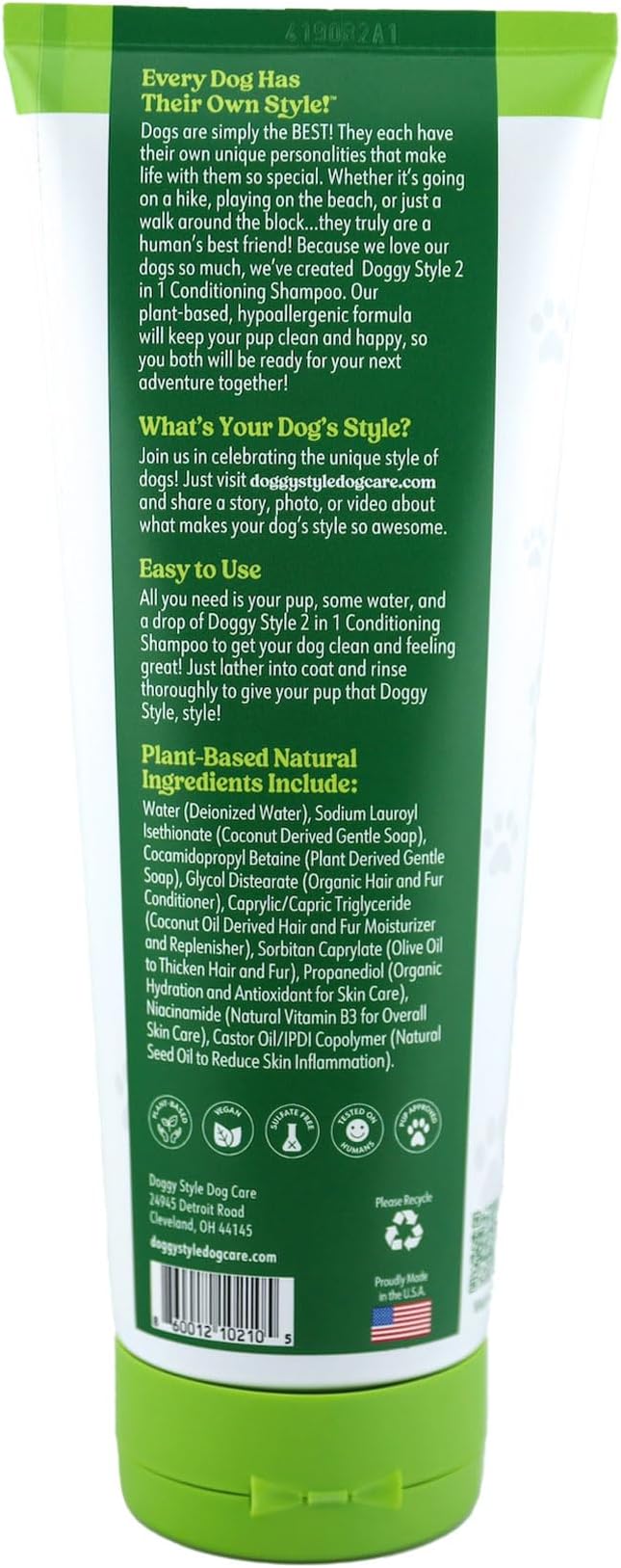 DOGGY STYLE β Dry Skin & Itch Relief Pet Shampoo + Conditioner for Dogs, Hypoallergenic Puppy Wash, Plant-Based with Coconut Oils & Olive Oils to Rid of Irritated Skin Issues, Tear-Free & Anti-Dander