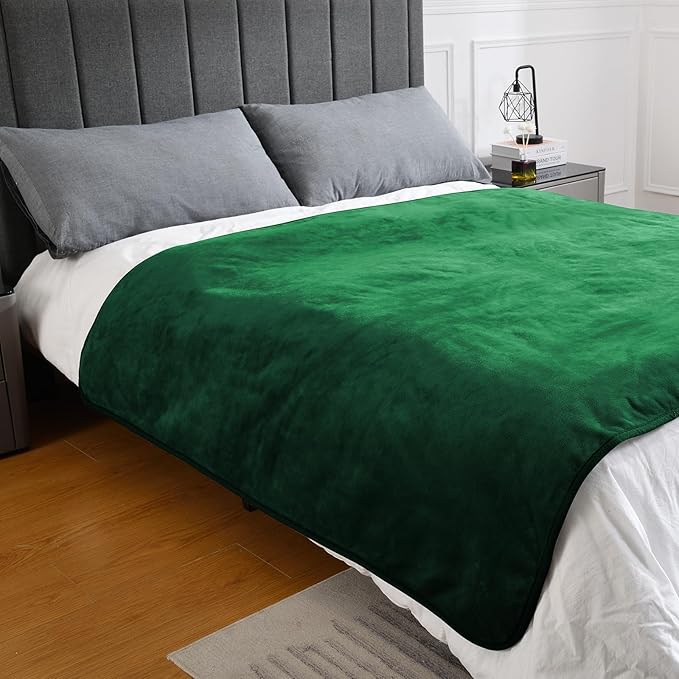 Waterproof Blanket for Bed Couch Sofa, Soft Liquid Pee Proof Pet Blanket for Dog Puppy Cat, Reversible Sherpa Fleece Furniture Protector (Green, 50x60 inches)