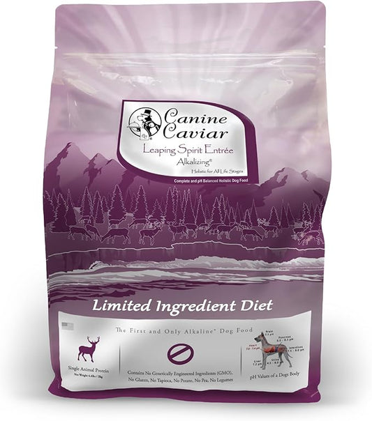 Canine Caviar - Leaping Spirit: Venison & Pearl Millet Alkaline Dry Dog Food, Limited Ingredients, Gluten-Free, Based on Science & Research, Veterinary Alternative Diet (4.4 Pound Bag)