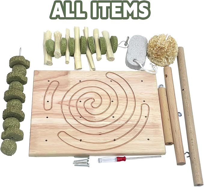 kathson Wooden Rabbit Toys Scratching Pad Bunny Chew Toys for Small Animal Rabbits Guinea Pigs Chinchilla Hamsters