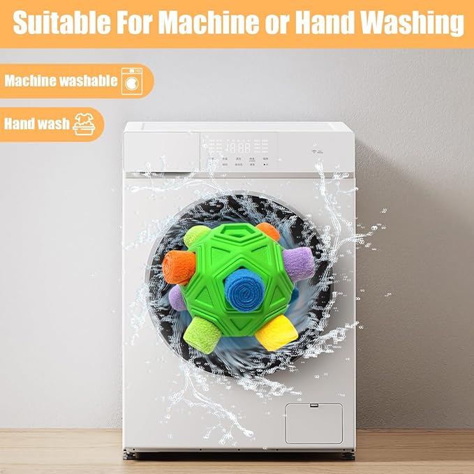 Dog Snuffle Ball-Interactive Puzzle Dog Toys Encourage Natural Foraging Skills Slow Feeder for Training and Stress Relief, Cloth Strip Hiding Food Chew Toys with Squeaky Carrot Toy for Any Size