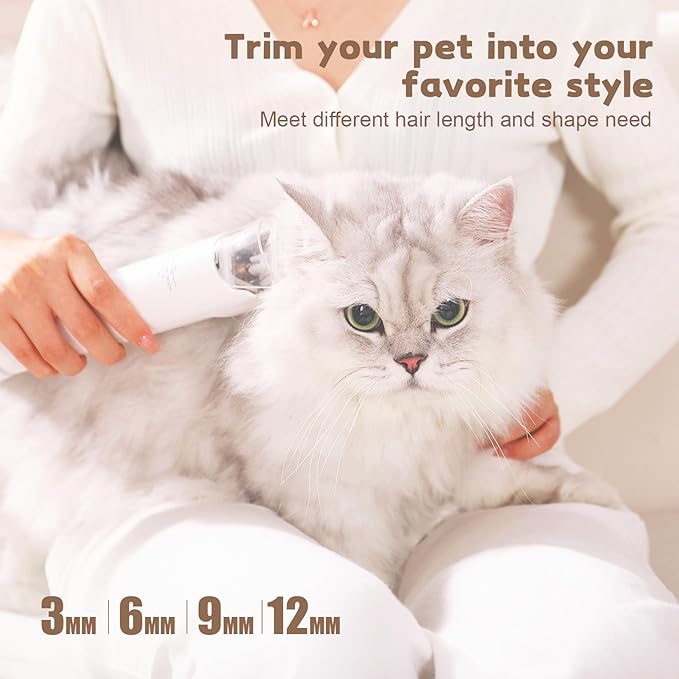 Dog Grooming Kit & Dog Grooming Vacuum, 12Kpa Suction Pet Vacuum Grooming Kit with Low Noise, 3 Suction Mode, 2L Capacity, 5 Pet Grooming Tools for Shedding Cat Hair, Home Cleaning