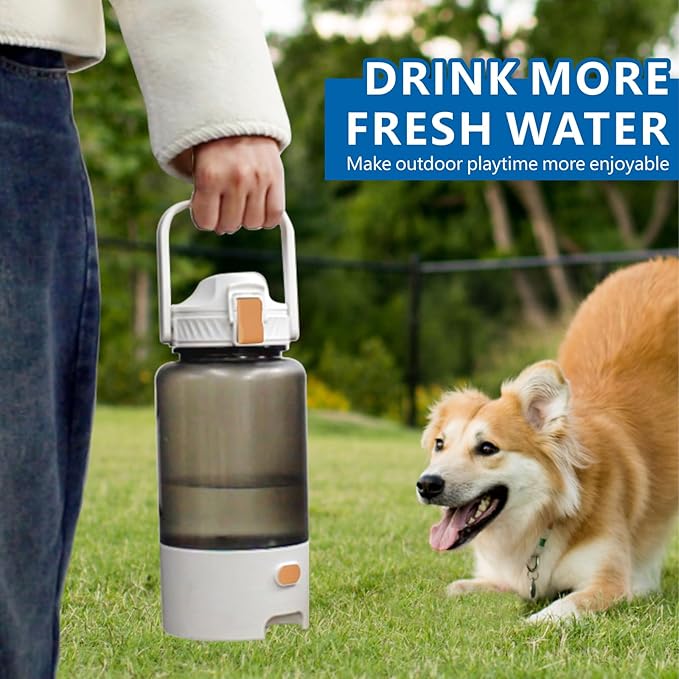 Dog Water Bottle Portable, 52oz Dog Travel Water Bottle, Dogs Water Dispenser for Camping Outdoor Walking Hiking (Gray)