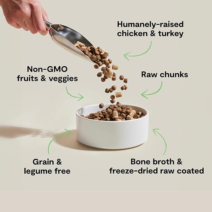 Open Farm, RawMix Dry Cat Food, Protein-Packed Kibble Coated in Bone Broth with Freeze Dried Raw Chunks, for Indoor & Outdoor Cats, Chicken & Turkey Grain-Free Recipe, 2.25lb Bag