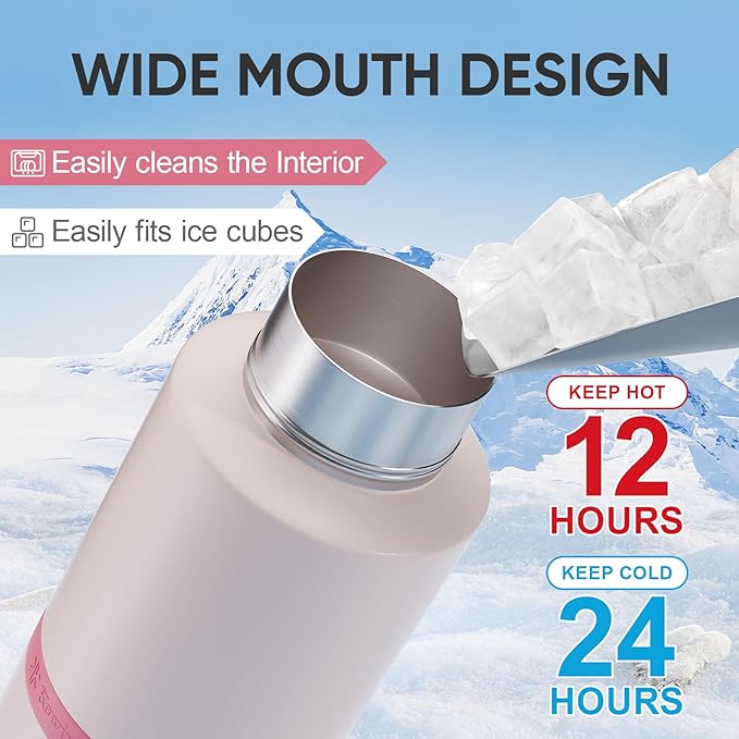 Insulated Dog Water Bottle with Travel Bowl, Dog Lover Gift, Portable Water Bottle Dispenser, Accessories for Car, Hiking, Camping, Outdoor, Leak-Proof, Detachable (Pale Pink)