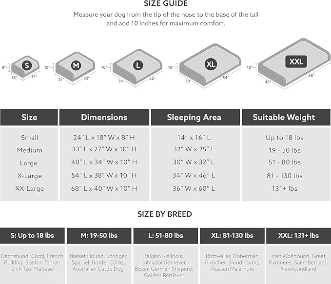 K9 Ballistics Tough Bolster Orthopedic Sofa Dog Bed with Removable Washable Cover - Durable, Water Resistant with Nonskid Bottom - X-Large, Taupe Premium Finish