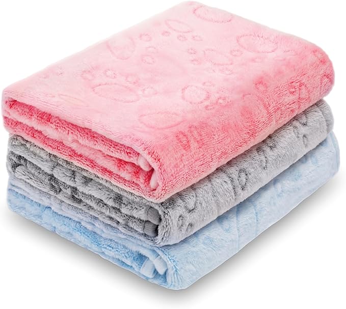 LeapSheep Pet Blankets for Dogs Cats - 3Pack Heart Pattern Super Soft Fluffy Dog Blankets for Small Medium Large Doggy Kitten (Light, Large)