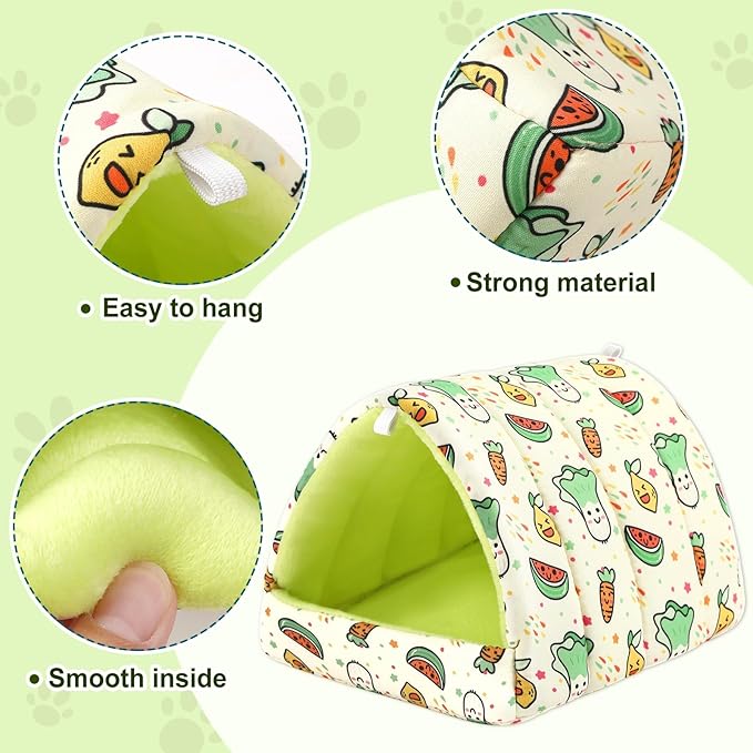 UPINS 2 Pack Guinea Pig Bed, Guinea Pig Hideout Washable Small Animal House Cage Accessories for Dwarf Rabbits Chinchillas Hamsters Hedgehogs Ferrets Bearded Dragons and Rats