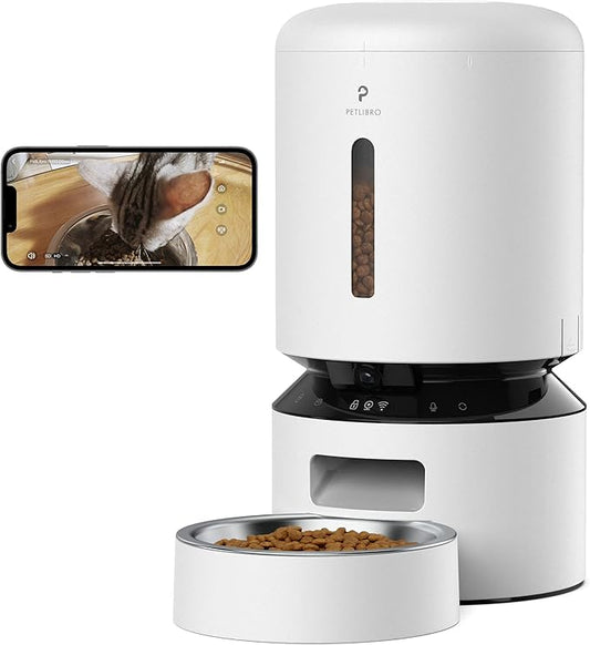PETLIBRO Automatic Cat Feeder with Camera, 1080P HD Video with Night Vision, 5G WiFi Pet Feeder with 2-Way Audio, Low Food & Blockage Sensor, Motion & Sound Alerts for Cat & Dog Single Tray