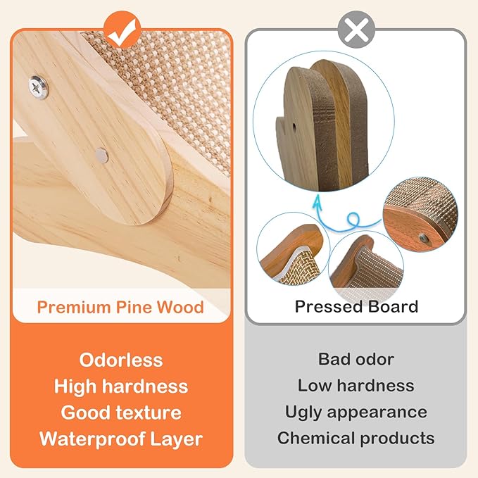 Cat Scratcher Bed Natural Sisal Cat Scratch Chair Hammock, 27.5 Inch Extra Large Scratching Post Lounger Pad with Large Sisal Toy Ball for Indoor Cats