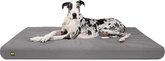K9 Ballistics Tough Ripstop Orthopedic Rectangle Dog Bed Removable Washable Cover, Solid Orthopedic Foam for Size XXL Giant Big Dogs 68"x40", Light Gray Velvet