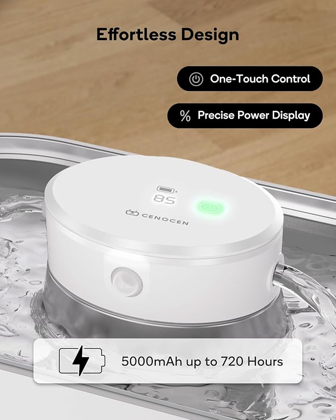 Cat Water Fountain Cordless, 108oz/3.2L Wireless Cat Fountains for Drinking, Pet Water Fountains for Cats Indoor, Automatic Cat Water Dispenser Battery Operated Rechargeable, Stainless Steel White