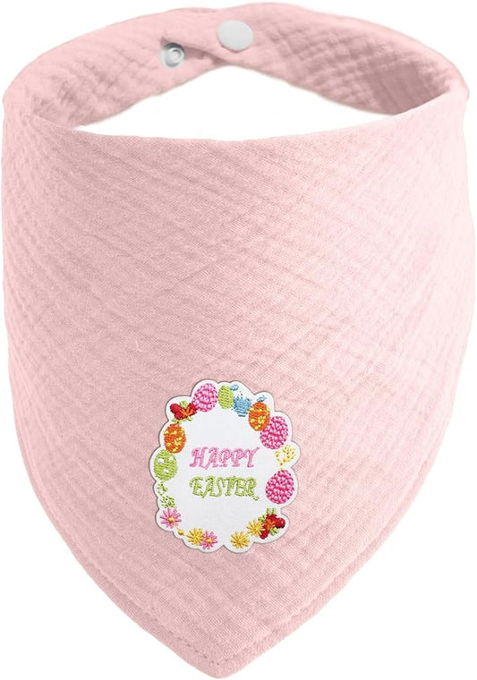 Adjustable for Bandanas Solid Dog Scarf with Embroidered Letters, Pink - Medium