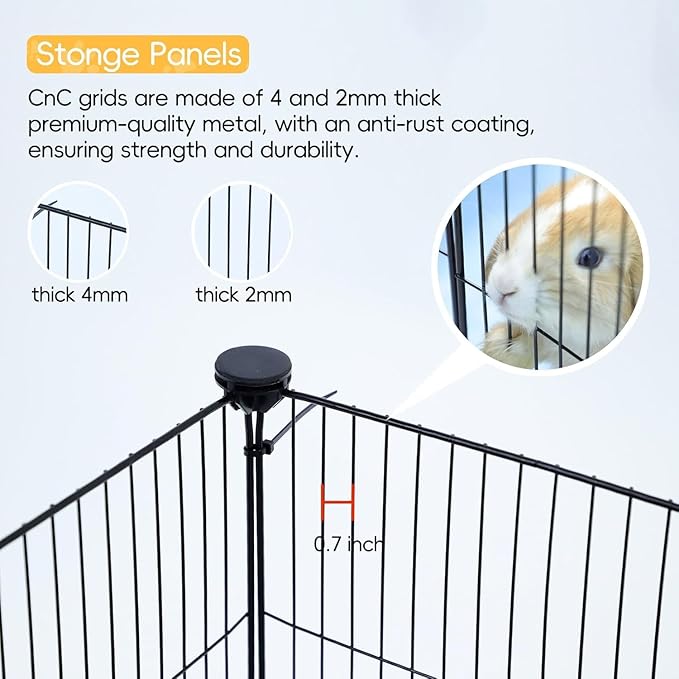 CHEGRON 48x24x12 Inch Guinea Pig Cages with Removable Liner & DIY Grids Hamster cage Rabbit cage C&C Small Animal Cage PVC Bottom Small Animal Enclosure for Hedgehogs, Chinchillas 12PCS Metal Grids