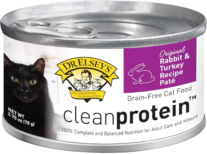 Dr. Elsey's cleanprotein Original Rabbit & Turkey Recipe Wet Cat Food, (Pack of 24), 2.75oz Cans