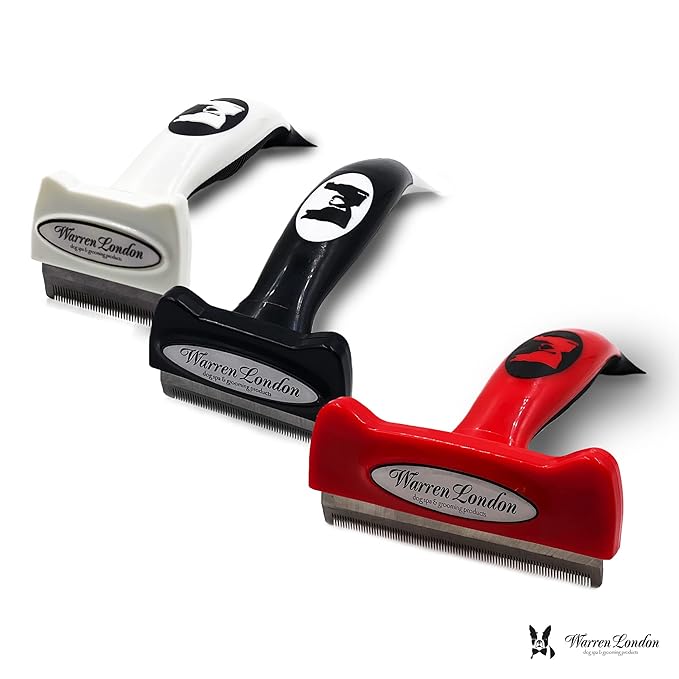 Warren London Medium Long-Hair Deshedding Brush | 2.5″ Stainless ¼″ Teeth | Breaks Up Mats & Captures Loose Undercoat | For Spaniels, Aussies & Mixed Breeds