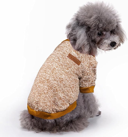 Jecikelon Dog Clothes Dogs Sweater Soft Puppies Clothing Winter Puppy Sweaters Warm Outfit for Dogs Small XXS XS Cat Apparel (Khaki, XS)