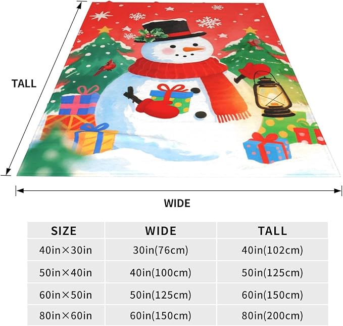 Christmas Snowman Throw Blankets for Children, Xmas Tree Snowflake Soft Anti Pilling Flannel Blanket, Winter Lightweight 40X50 in Fleece Blanket for Bed Couch Chair Living Decorative