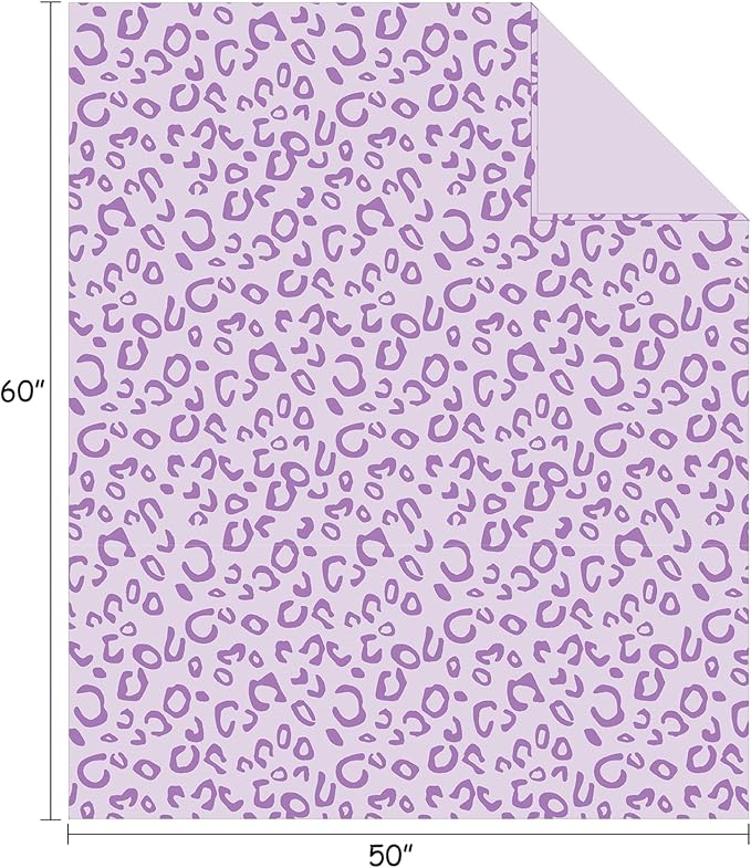 FY FIBER HOUSE Purple Blanket Cheetah Print Throw Blanket Leopard Decor, 50"X60"