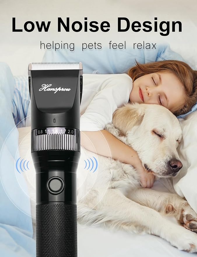 Dog Clippers for Grooming, 12V Professional Dog Clippers,Heavy Dutt Corded Pet Hair Trimmer Pet Trimmer for Thick Hair with Guard Combs Brush