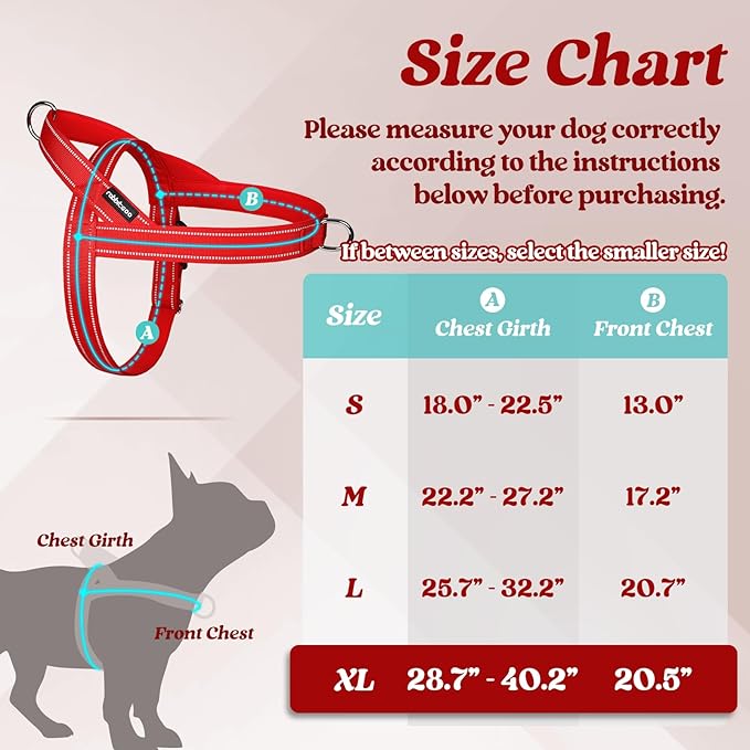 rabbitgoo Dog Harness No Pull, Quick Fit for Large Dogs with Soft Padded Handle, Chest Adjustable Reflective Pet Vest, No Choke Escape Proof for Walking Training, Red XL